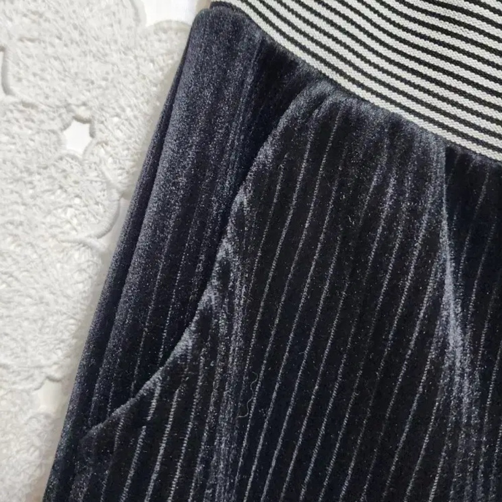 Vintage Ribbed Velvet High Waist Track Pants in Blue Gray Velour (Size XS) - Picture 5 of 5